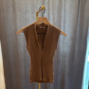 Zara Ribbed Brown Top